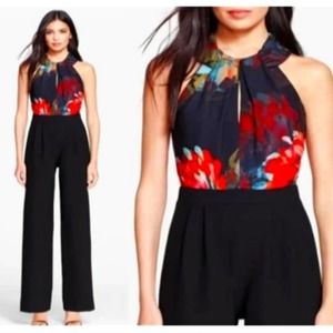 Trina Turk Floral & Black Halter Jumpsuit‎ Size 6